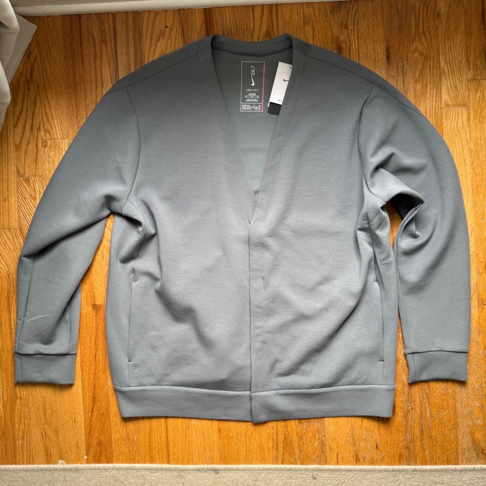 Nike 24.7 ImpossiblySoft Cardigan Mens XL Tall Gray Dri-FIT HQ6948-084 NWT